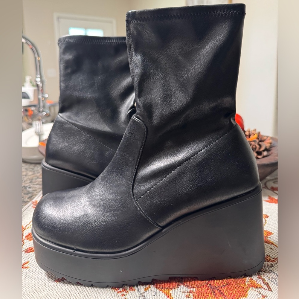 Call It Spring Black Wedge Boots